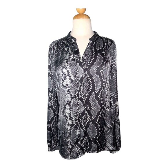 Michael Kors Women's Long Sleeve Blouse Snake Python Print, Size Large - Picture 1 of 7